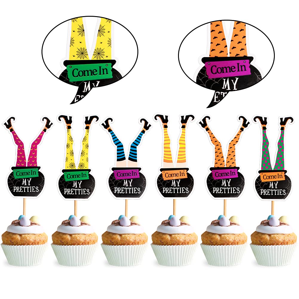 Ercadio 36 Pack Halloween Witch Boot Cupcake Toppers Witch'S Feet Shoes Legs Cupcake Picks Baby Shower Birthday Halloween Themed