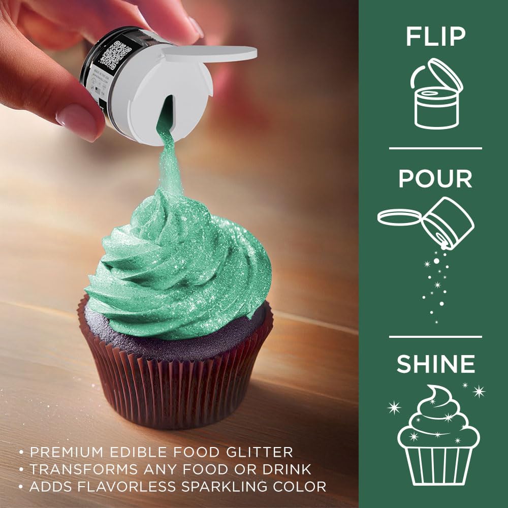 Bakell - Emerald Green Tinker Dust (5G, 1X Jar) Edible Glitter For Food, Desserts, And Beverages!