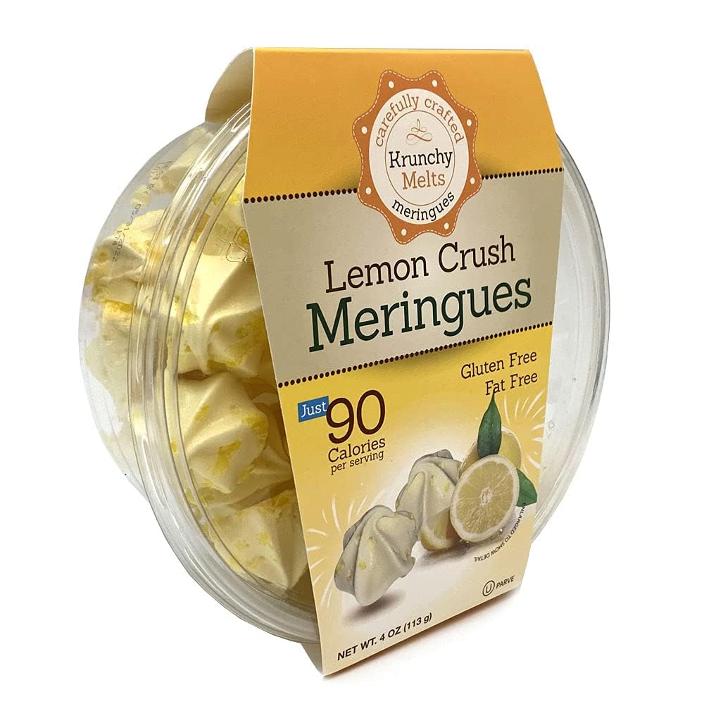 Krunchy Melts Original Meringue Cookies | Lemon Crush Flavor | Only 90 Calories Per Serving | Fat Free, Gluten Free, Dairy Free (4 Oz)