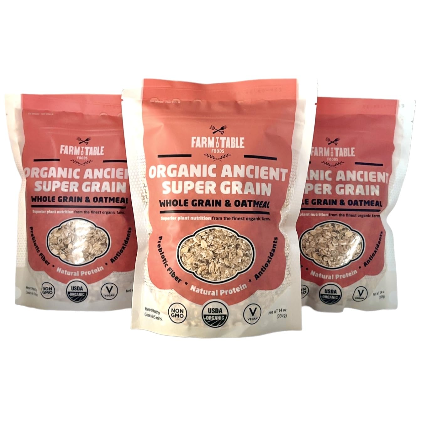 Farm to Table Foods Organic Ancient Super Grain Whole Grain & Oatmeal - 3 - 14 oz. bags