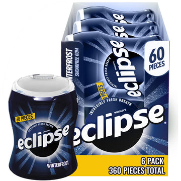 ECLIPSE Chewing Gum Sugar-Free - Winterfrost Sugarfree Gum, Zero Sugar Candy Bulk Pack Box , 60 Count (Pack of 6)