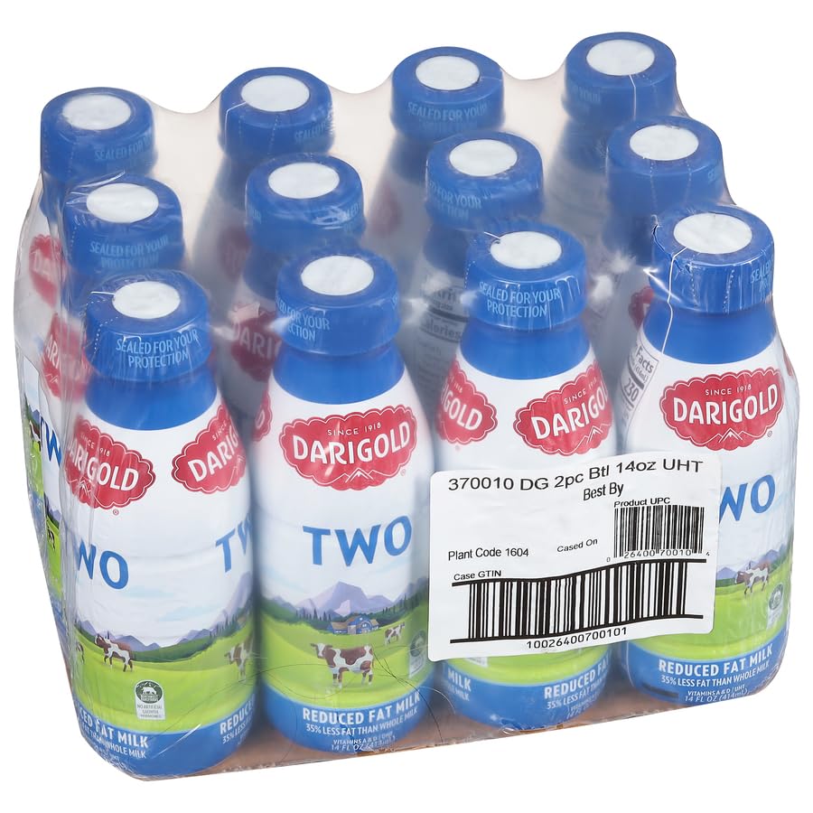 Darigold 2% Low Fat Milk, 14oz Shelf Stable, Made with 9 Essential Nutrients, Pack of 12
