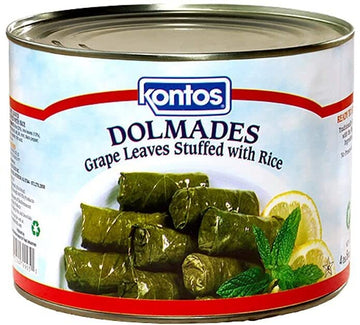 Kontos Dolmas Stuffed Grape Leaves with Rice  Bulk 4lbs60 Dolmades Per Can-(Perfect appetizers on a Mezze Platter-Charcuterie Bo