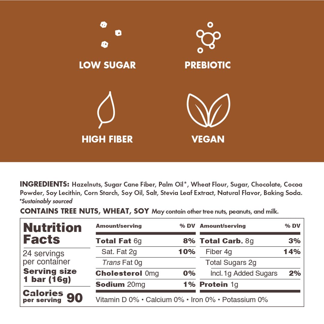 Rip Van Wafels Crispy Dunes Vegan Chocolate Hazelnut Wafer Sticks - Low-Calorie Keto Snack, 90 Calories, Brown, 12 Pack