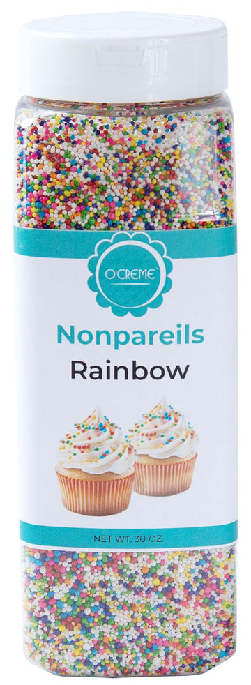 OCreme Nonpareils Sprinkles - 30oz Rainbow Non Pareil Sprinkles - Colorful Sprinkles for Cake Decorating - Kosher Sprinkles for 