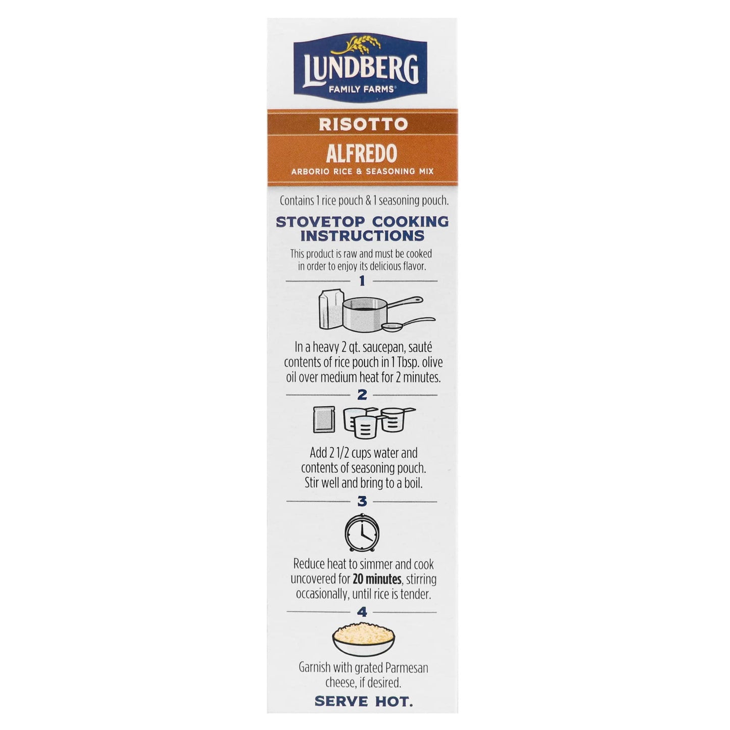 Lundberg Family Farms - Traditional Italian Risotto, Alfredo, Convenient Side Dish, 20 Minute Cook Time, Pantry Staple, Non-Gmo,