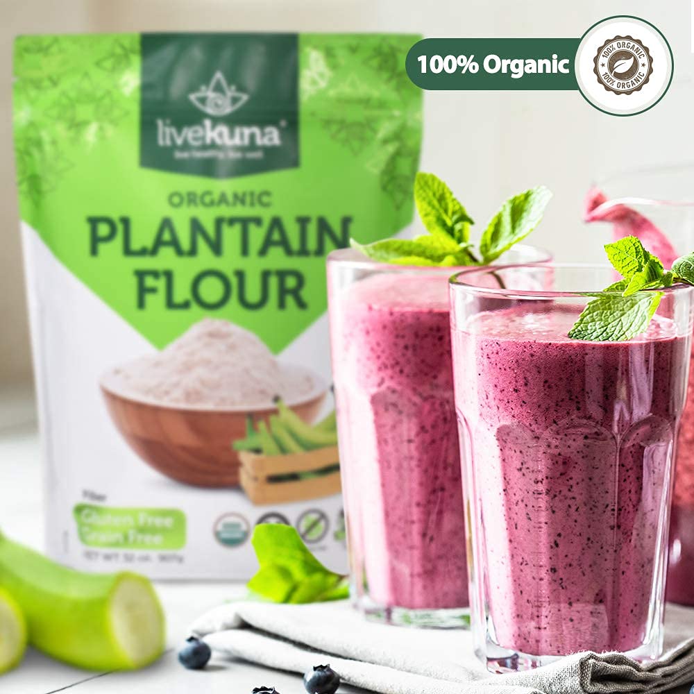 LiveKuna Organic Plantain Flour - Gluten Free All Purpose Flour Alternative For Baking & Cooking Recipes - Grain Free Vegan Plan