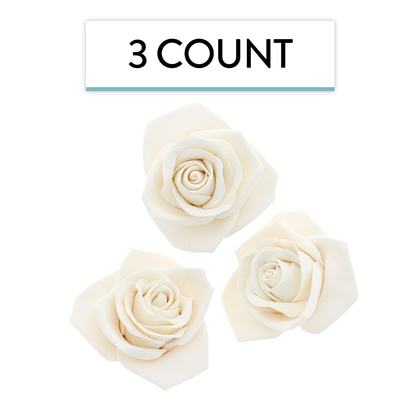 Global Sugar Art Peace Rose Sugar Cake Flowers White 3 Inch, 3 Count By Chef Alan Tetreault