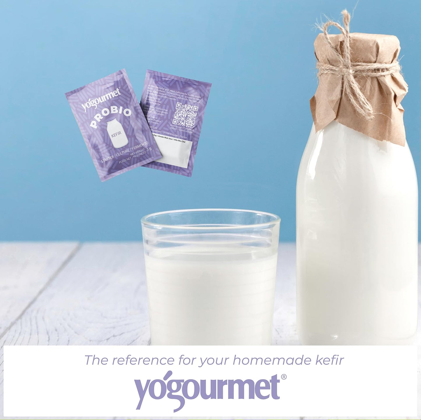 Yogourmet Kefir Starter Culture - 6 Sachets (6 Quarts) - All Natural, Gluten Free, Kosher, Halal - 0.11 Ounce per Sachet