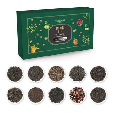 Vahdam, Top 10 Premium Black Tea Loose Leaf Tea Sampler (50+ Servings) | Resealable Ziplock Pouch | Gluten Free, Non Gmo | Tea V