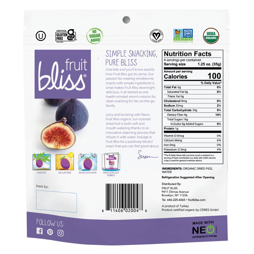 Organic Turkish Figs Dried Fruit Snacks 6 Pack 5Oz
