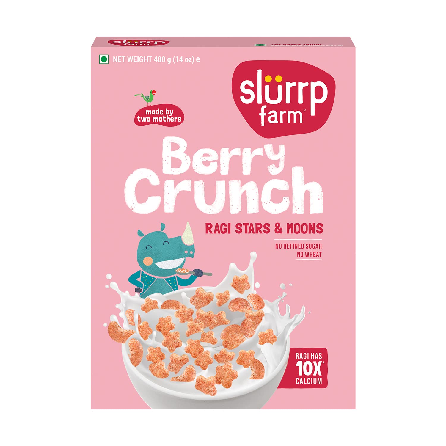 Slurrp Farm Berry Crunch Strawberry Cereal | No Maida, No Refined Sugar, No Added Colour | Ragi Stars and Moons | Healthy Breakf