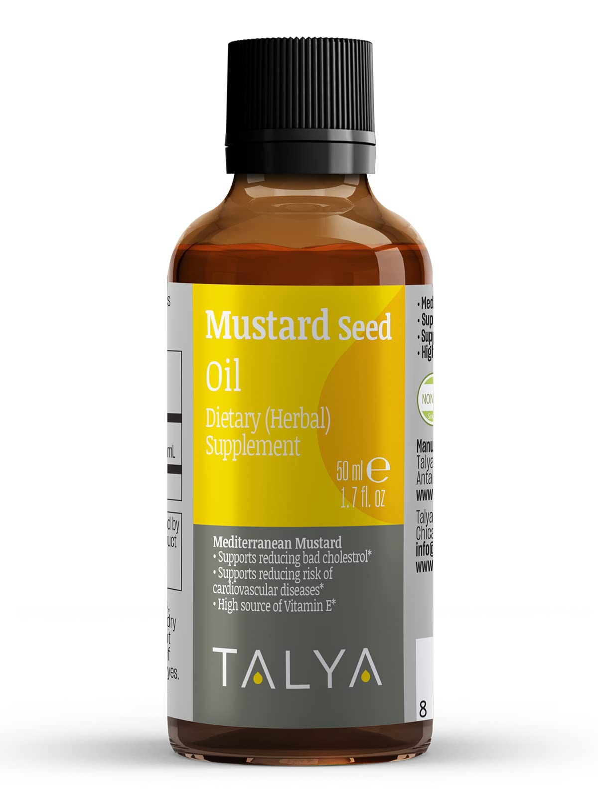 TALYA Herbal Pure Mustard Oil 100% Natural Cold Pressed 50ml Glass Bottle