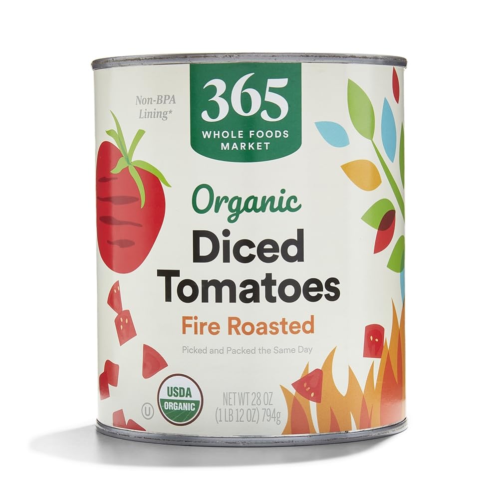 365 by Whole Foods Market, Organic Fire Roasted Diced Tomatoes, 28 Ounce