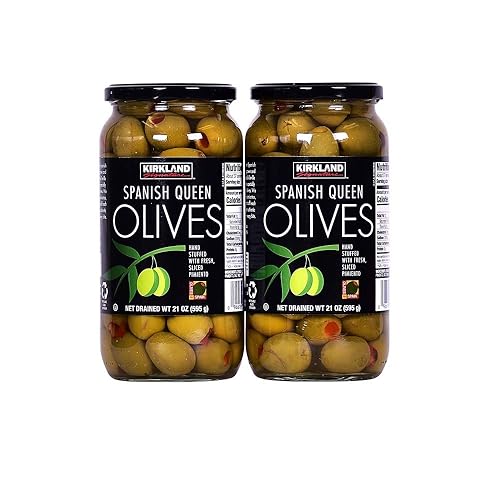 Kirkland Signature Pimento Stuffed Spanish Queen Olives, 21 Ounce Jar (2 Pack)