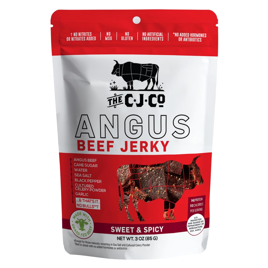 Clean Jerky Co. Grass Fed Beef Jerky | Sweet & Spicy - Very Mild - Flavorful Protein Snack | No Msg, No Artifcial Flavors, No Ni