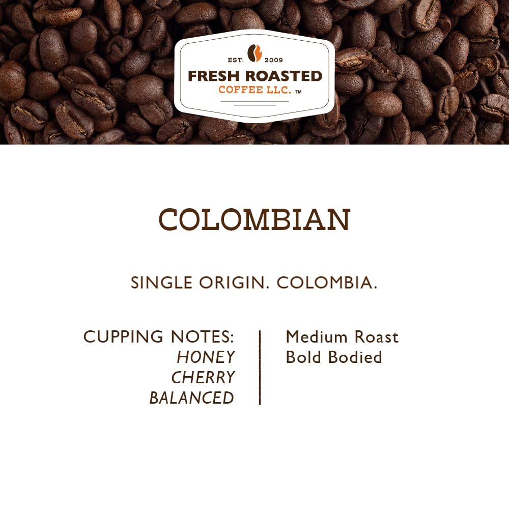 Fresh Roasted Coffee, Colombian Supremo, 5 Lb (80 Oz), Medium Roast, Kosher, Ground