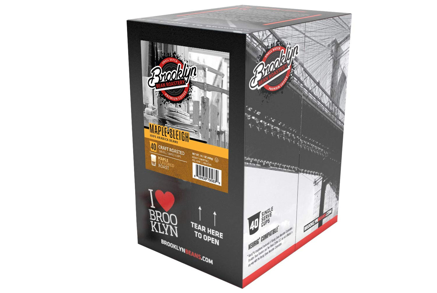 Brooklyn Beans Maple Sleigh Coffee Pods, Compatible with Keurig 2.0, 40 Count