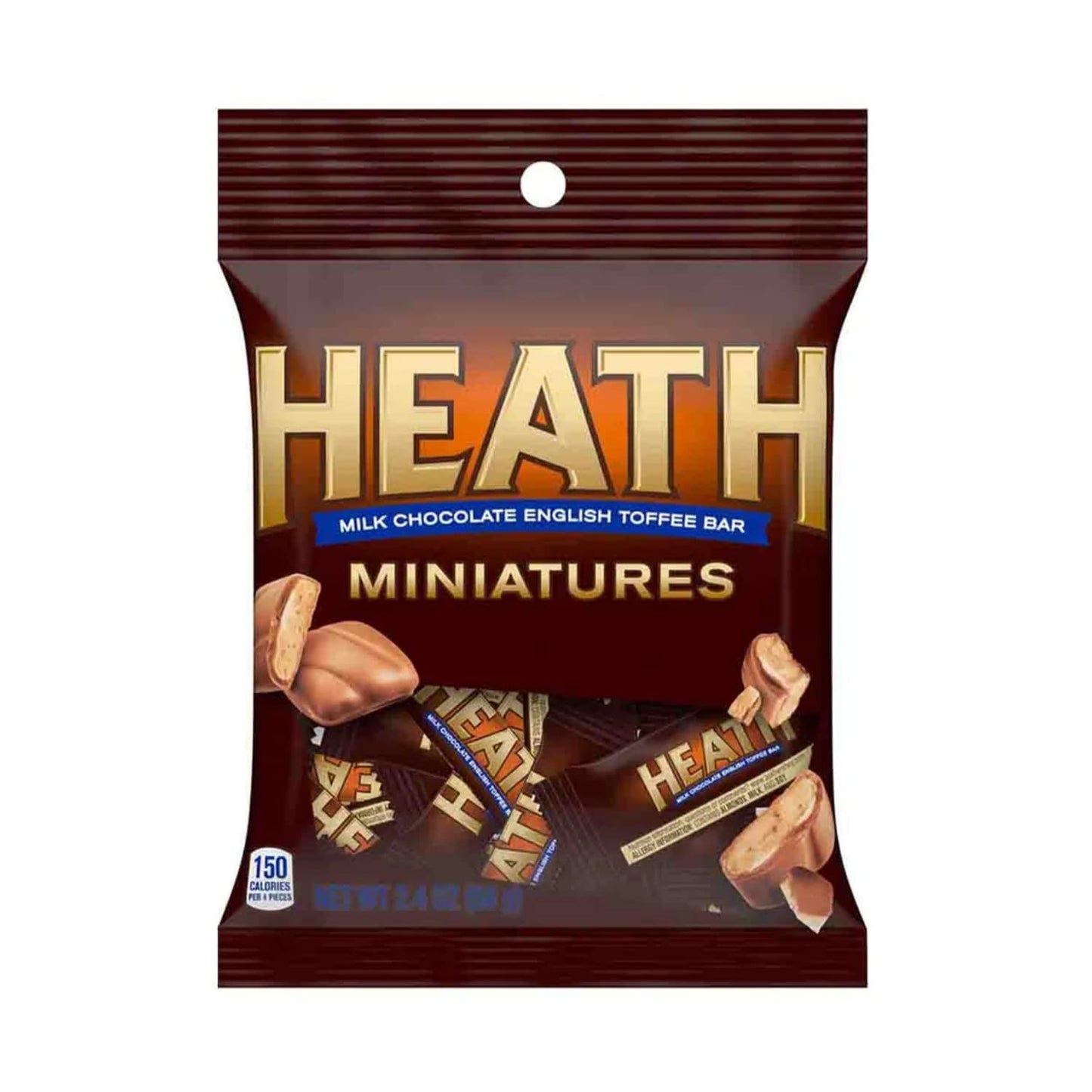 Hershey (1) Bag Heath Miniatures Candy Bars - Milk Chocolate English Toffee Candy Bars - Individually Wrapped - Net Wt. 2.4 Oz