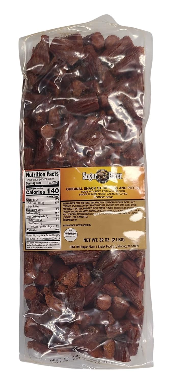 Sugar River Meat Snack Links Sticks Ends & Pieces, 2lbs, Original Flavor