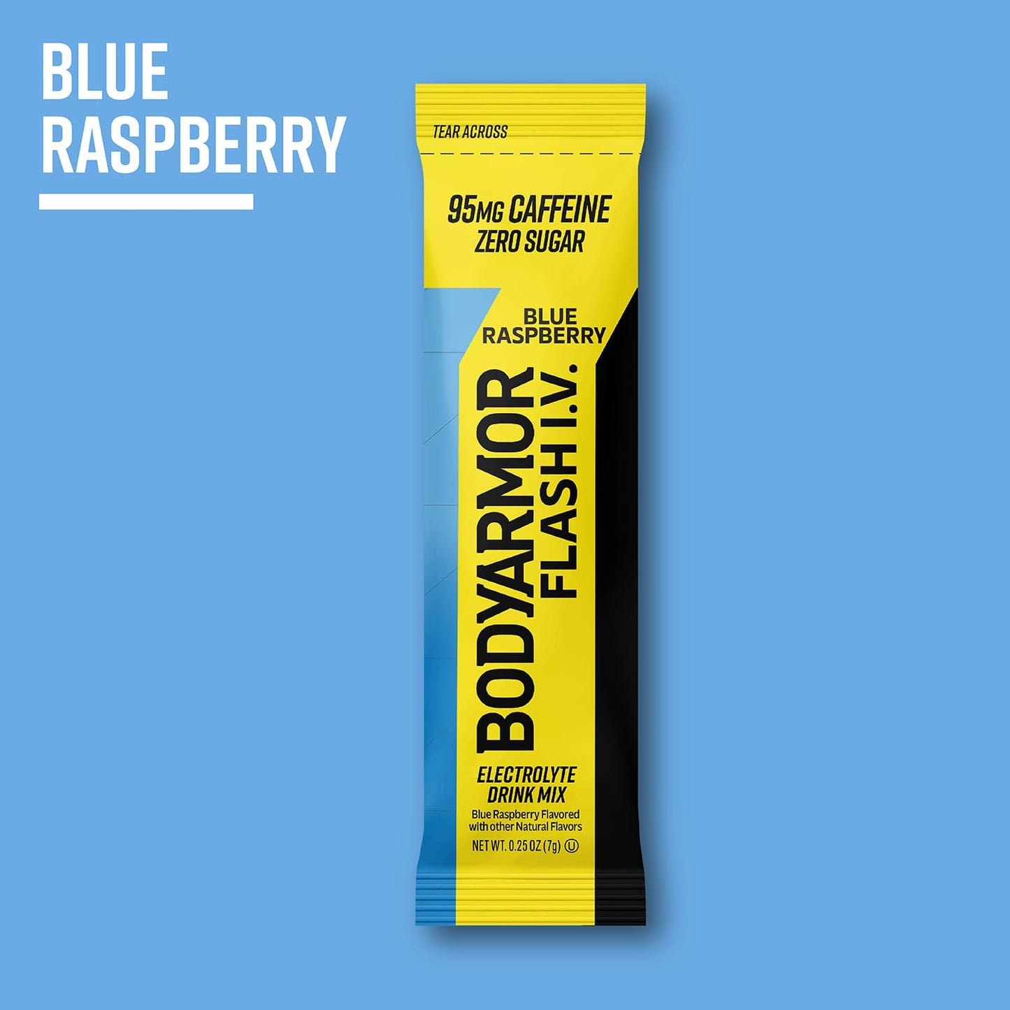 BODYprotective covering Caffeinated Electrolyte Packets - Blue Raspberry, Zero Sugar, 1.68 oz, 6 Count, Hydration for Active Lifestyle