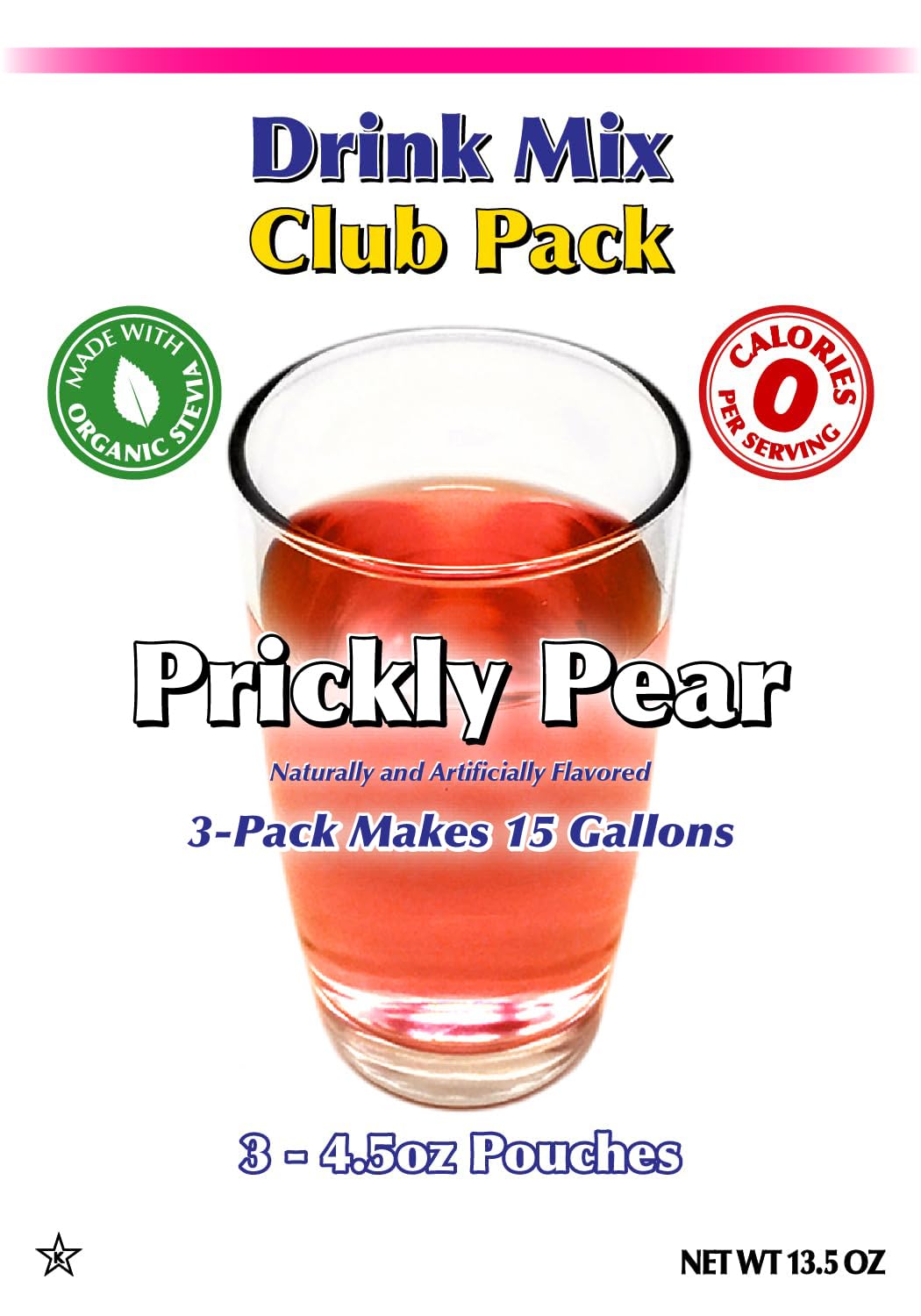 GramZero Prickly Pear Zero Calorie Drink Mix, Sugar Free & Stevia Sweetened, 3 Ounce - Perfect for Nutrition Clubs & Loaded Tea