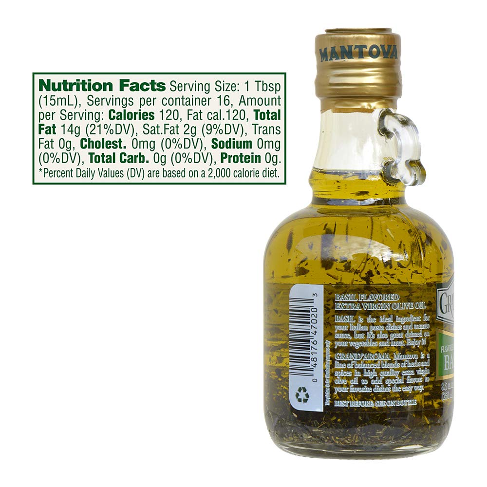 Grand'Aroma Basil Extra Virgin Olive Oil, 8.5 Oz Bottles (Pack Of 3)