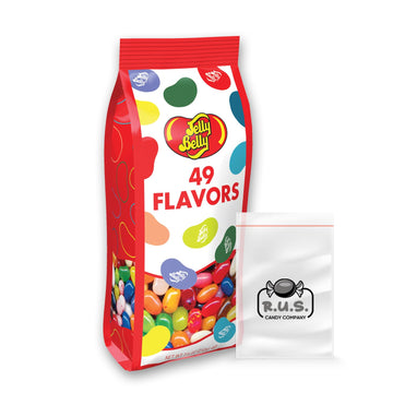 Jelly Belly Bundle- 49 Assorted Flavor Jelly Beans - 7.5 Oz Gift Bag- Includes Rus Candy Company Travel Size Pocket Bag (49 Flav