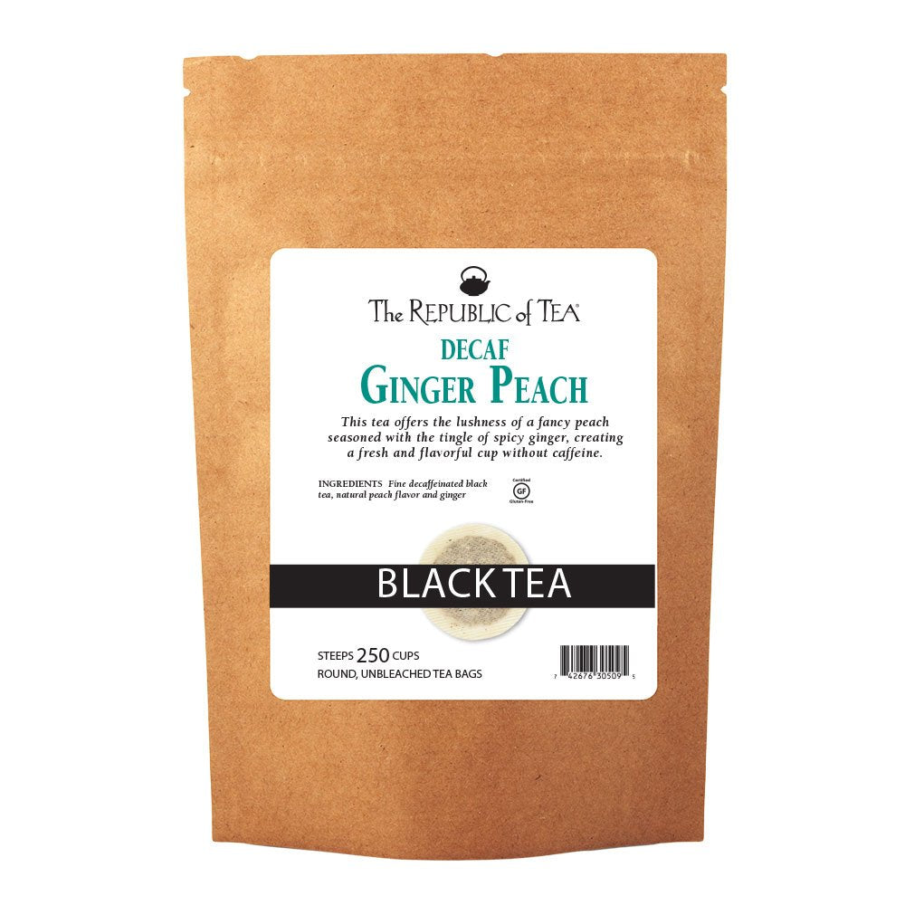 The Republic of Tea Decaf Ginger Peach Black Tea - 250 Tea Bags, Pack of 1