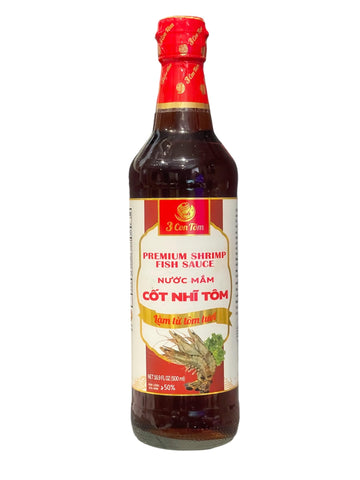 1 Pack - Premium Shrimp Fish Sauce Glass Bottle - Nuoc Mam Cot Nhi Tom Chai Thuy Tinh - 16.9 Oz per Glass Bottle