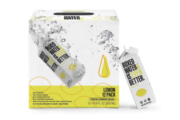 BOXED WATER IS BETTER Lemon Flavored Water - Purified, 16.9 oz. (12 Pack), Zero Calories, Plant-Based Boxes