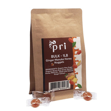 Pri Manuka Honey & Ginger Nuggets, Sweet And All Natural Hard Candy Treat, 1Lb