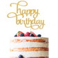 Leeleean Happy Birthday Cake Topper - Single-Sided Gold Glitter Shower Cake Topper For Photo Booth Props, First Anniversary Part
