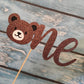 LetDec Bear First Birthday Cake Topper, Brown Paper, 1 Count, Lumberjack Theme, Rustic Buffalo Plaid Decorations