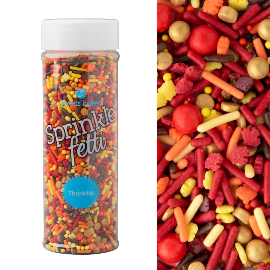 Sweets Indeed Edible Sprinkle Mix, Cake Decorations, 6 Ounces, Thankful Color