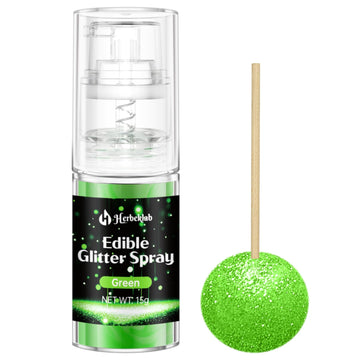 Green Edible Glitter Spray - 15g Edible Green Glitter for Cakes Food Grade Metallic Shimmer Powder Cake Sprinkles for Cookie Dec