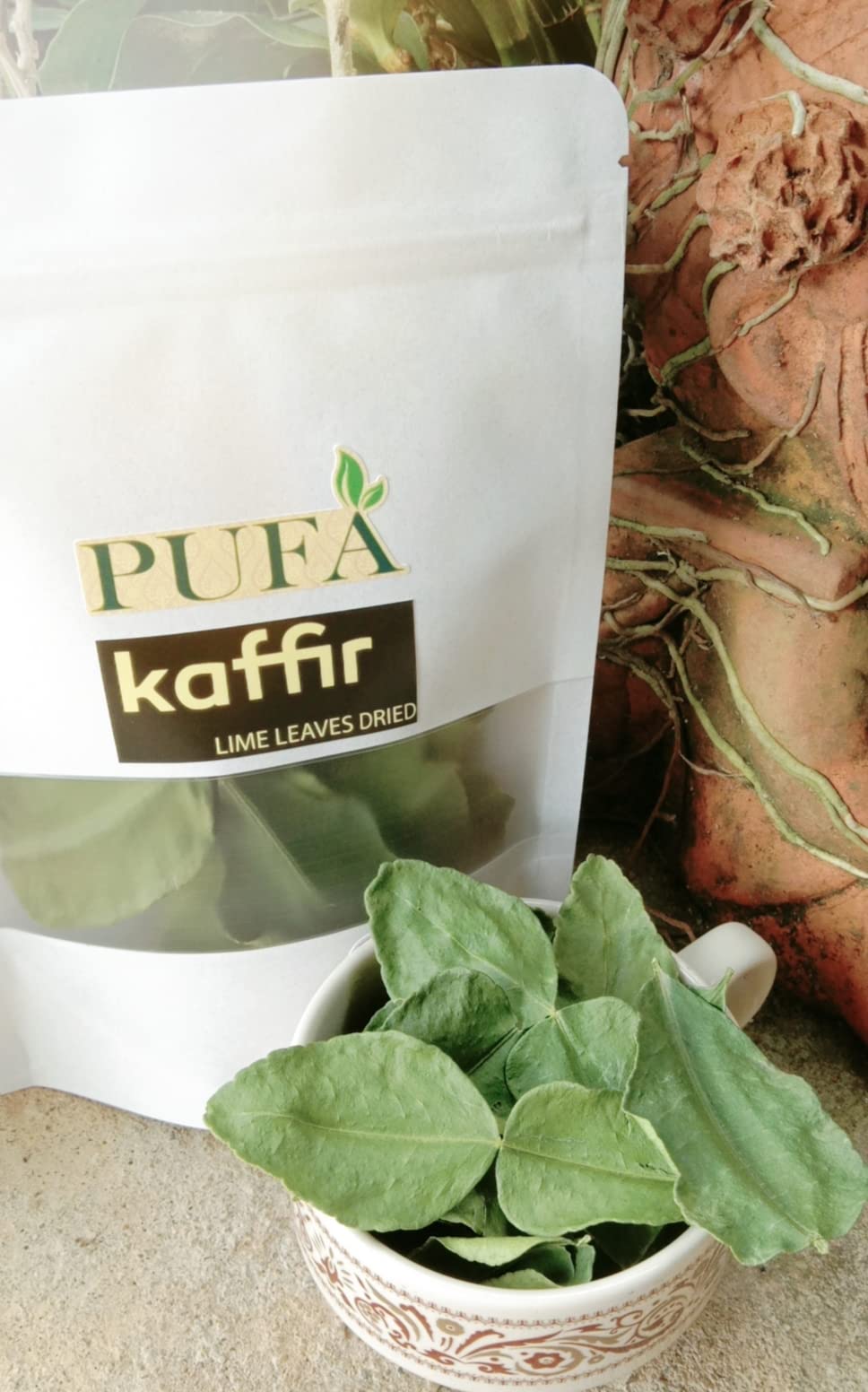 Pufa Dried Kaffir Lime Leaves - Pure Natural Lime Tree Leaf in Resealable Bag - Fresh Kaffir Lime Plant Leaves for Panang Curry,