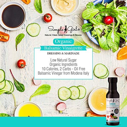 Simple Girl Organic Balsamic Vinaigrette, Low Sugar, Gluten Free, Vegan, 12 oz, 2 Pack