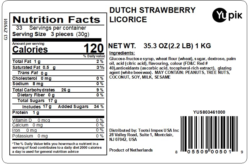 Yupik Strawberry Licorice Laces, 2.2 Lb, Red Candy, Sweet Flavor, Chewy, Spaghetti-Like Candy, Licorice Texture, Fun Treat, Deli