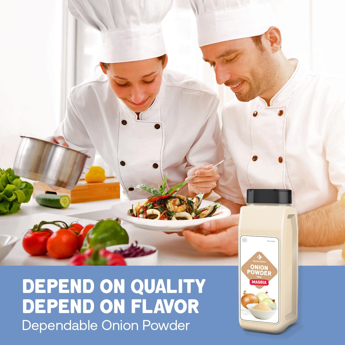 Dependable Foods Onion Powder – 13 Oz. Container - 100% Natural, Non-Gmo, Kosher Seasoning, Perfect For Sauces, Gravies, Soups, Dips & More - 100% Natural, Non-Gmo, Granulated Onion Powder