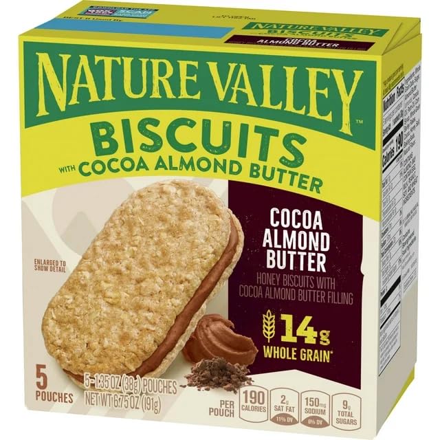 Nature Valley Biscuits With Cocoa Almond Butter 5 Count Box (PACK OF 3)