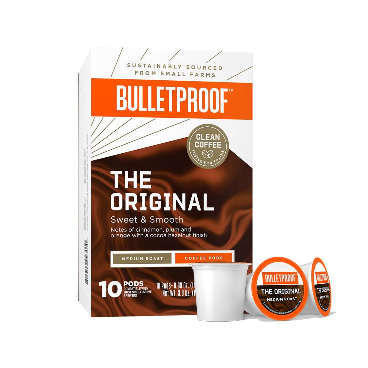 The Original Single-Serve Pods, Medium Roast, 10 Count, Bulletproof Keto, 100% Arabica Coffee, Certified Clean Coffee, Rainfores