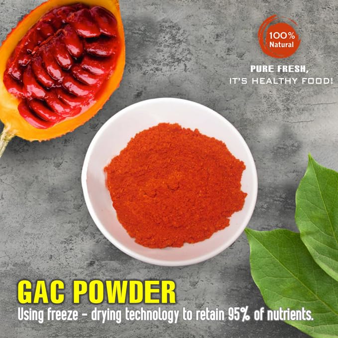 VIETFARMFOOD GAC Fruit Powder 2.47 Oz, Natural, Sugar-Free, Freeze-Dried for Smoothies, Drinks, Cooking, and Baking