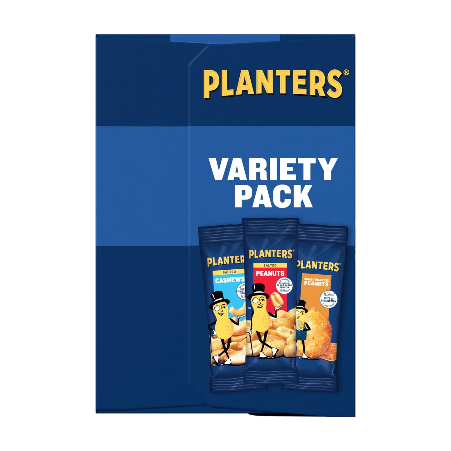 PLANTERS Peanuts & Cashews Variety Pack, 40.5 oz, 24 Count, Includes Honey Roasted Peanuts, Salted Peanuts, Salted Cashews