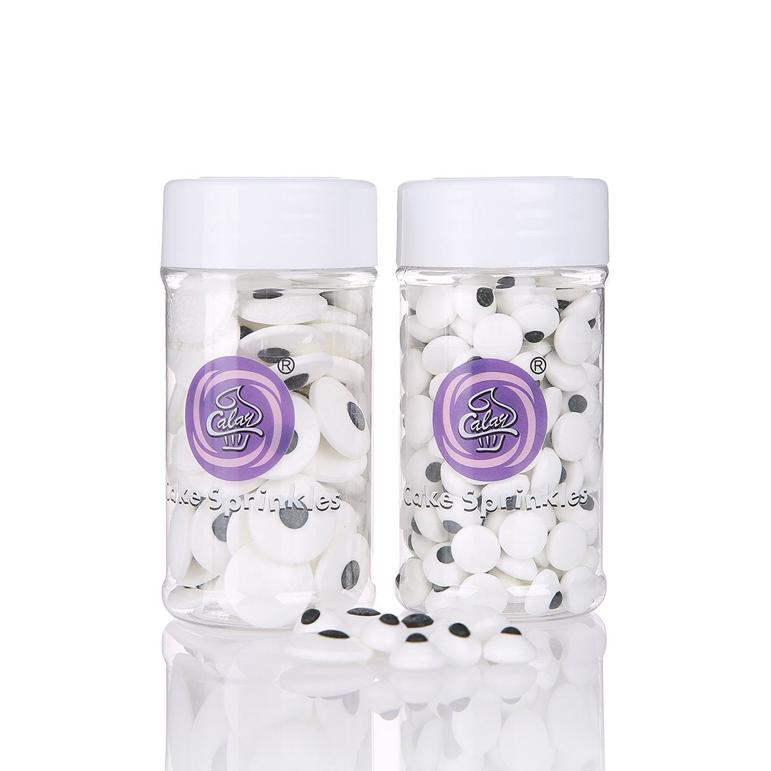 Georld 2 Bottle Candy Eyeballs Eyes Cake Cupcake Toppers Cookie Decorations,6.9 Ounce,Two Size Mixed
