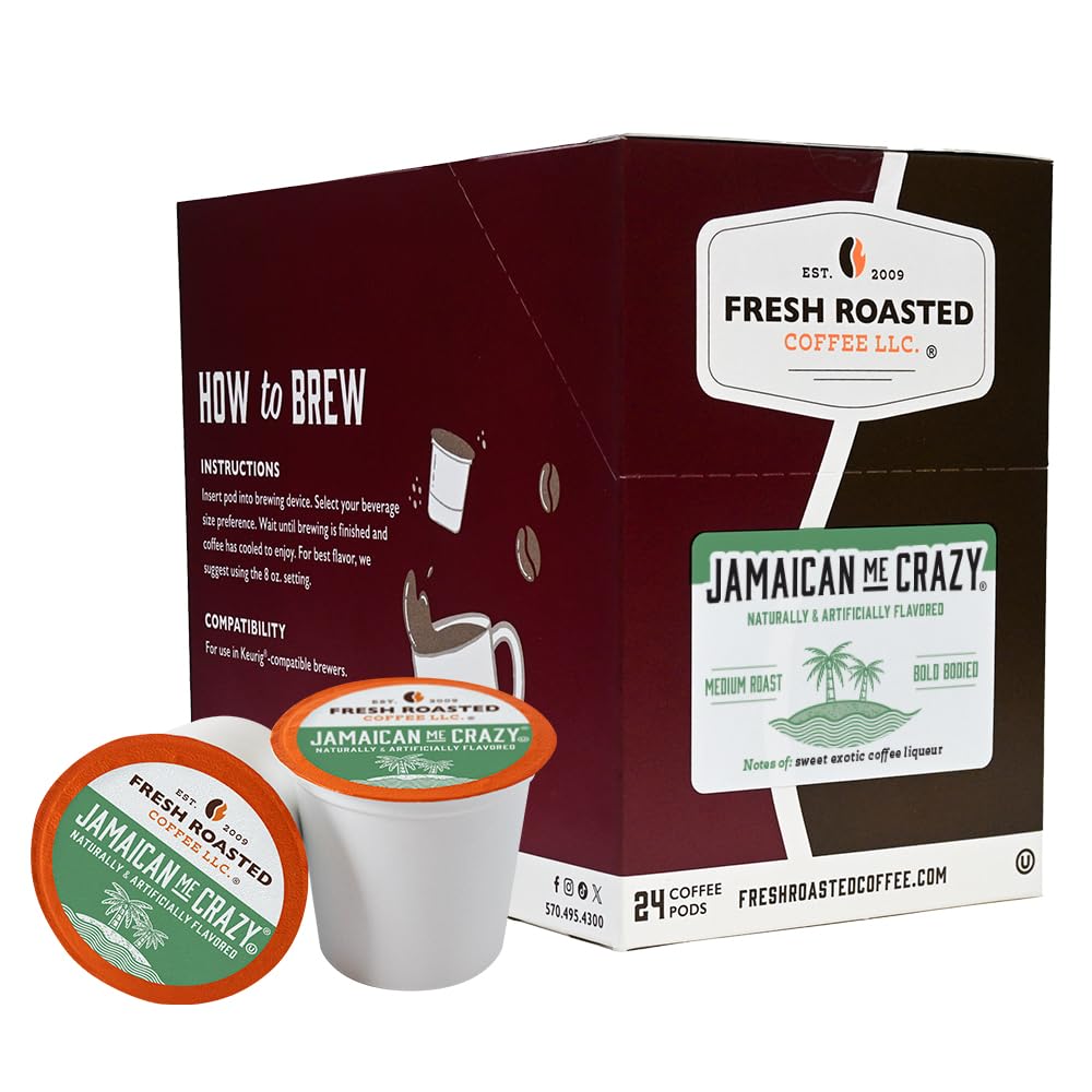 Fresh Roasted Coffee Flavored Coffee Pods, Jamaican Me Crazy, 24 Count