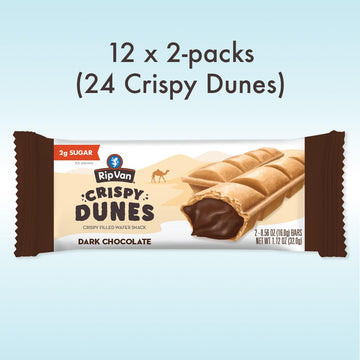 Crispy Dunes Vegan Dark Chocolate Wafer Sticks - Low-Calorie Snack With Dark Chocolate Cream Filling, 90 Calories, Non-Gmo, Preb