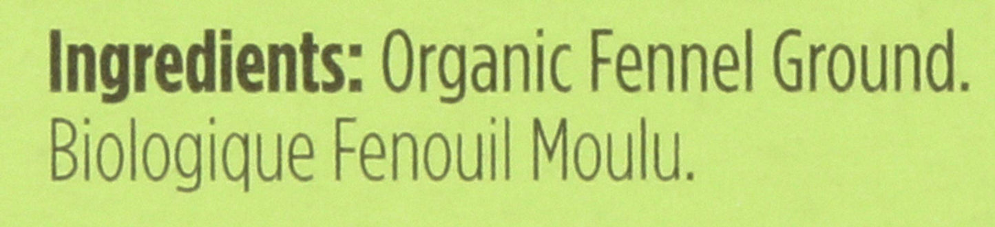 Spicely Organic Fennel Powder 0.50 Ounce Ecobox Certified Gluten Free
