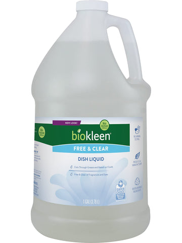 Biokleen Free & Clear Dish Soap - Dish Liquid, Dishwashing Cleaner, Eco-Friendly, Non-Toxic, Plant-Based, No Artificial Fragrance, Colors Or Preservatives, Unscented
