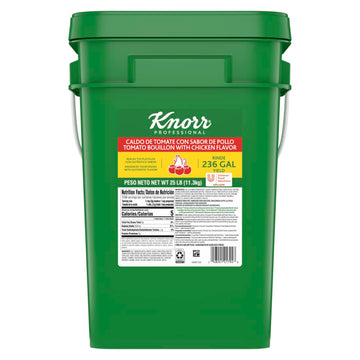 Knorr Professional Caldo de Tomate  Tomato Bouillon with Chicken Flavor Granulated Base  Bouillon as a Base  Marinade  Flavor Enhancer  Shelf Stable Convenience  236 Gallon Yield  25 lbs (Pack of 1)